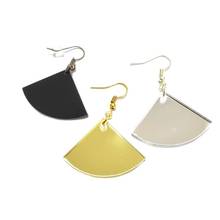 KUGUYS New Fashion Fan-Shaped Dangle Earring for Women Black Mirror Gold Silver Color Classic Jewellry Accessories 2024 - buy cheap