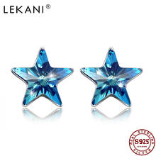 LEKANI-pendientes de plata de ley 925 con forma de estrella, joyería pequeña con cristales azules de Austria, 925 2024 - compra barato