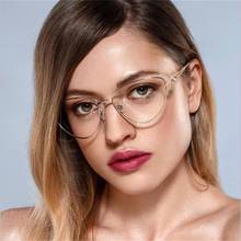 Montura de gafas de ojo de gato para mujer, lentes ópticas transparentes de metal dorado para mujer, marcos de anteojos vintage para Miopía 2024 - compra barato