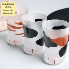 Taza de cristal esmerilado con patas de tigre para el desayuno, vaso de porcelana y leche con diseño de gato bonito y creativo, para café y oficina, regalo 2024 - compra barato