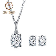 Gem's-conjunto de joias de moissanite com pingente, colar oval de prata esterlina 925, conjunto de joias para casamento, feminino 2024 - compre barato