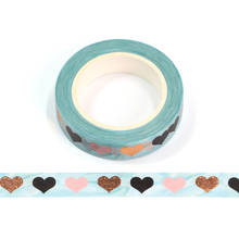1PC 10MM*10M Foil Colorful Black Pink Yellow Heart Decorative Washi Tape Scrapbooking Masking Tape School Office Supply 2024 - buy cheap
