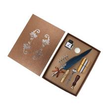 Retro Calligraphy Feather Dip Pen Writing Ink Set Quill Fountain Pens 2024 - buy cheap