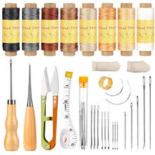 Nonvor profissional kit de ferramentas de artesanato de couro conjunto costura à mão costura acessórios diy caixa de ferramentas com linha encerada 2024 - compre barato
