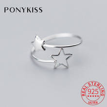 PONYKISS-anillo ajustable de plata de ley 100% S925 para mujer, accesorio de joyería fina, decoración de pentagrama, regalo de fiesta para niña 2024 - compra barato