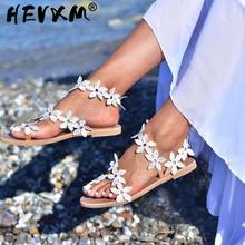 2021 New Summer Ladies Shoes Women Sandals White Flowers Flat Sandals Women Bohemian Casual Beach Shoes for Woman 42 43 2024 - buy cheap