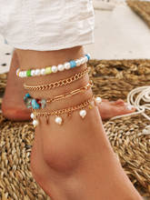 Modyle Pearl Pendant Anklets 2020 for Women New Stone Beads Shell Anklet Bohemian Bracelets on Leg BOHO Ocean Jewelry Copper 2024 - buy cheap