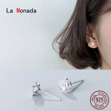 La Monada-pendientes de plata de primera ley con forma de flor para mujer, aretes pequeños, plata esterlina 925, estilo minimalista, joya fina 2024 - compra barato