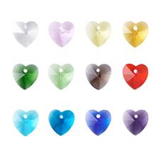 200pcs 10x10x5mm Romantic Valentines Ideas Glass Crsytal Pendant Charms, Faceted Heart Charms, Mixed Color 2024 - buy cheap