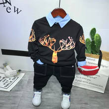 Conjuntos de roupas infantis para o outono, conjuntos com 3 peças de camiseta e jeans para meninos 2024 - compre barato