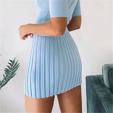 Summer New Women's thick stripe Knitted Package Hip mini Skirt Sexy Stretch Skirt Women high waist  Pencil  skirt office lady 2024 - buy cheap