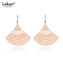 Lokaer-pendientes geométricos huecos de acero inoxidable para mujer y niña, aretes colgantes de hipérbola de titanio, joyería E19241 2024 - compra barato