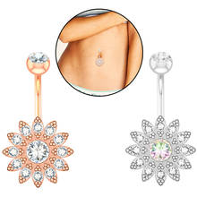 1pc White  Lotus Belly Piercing Belly Button Rings Navel Piercing Ombligo Body Jewelry Flower Belly Ring Pircing Earring 2024 - buy cheap