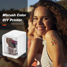 Mbrush-mini impressora jato de tinta portátil, impressora jato de tinta portátil colorida com wi-fi, usb, ios, android, logo, tatuagem sem fio, bluetooth, a4 2024 - compre barato