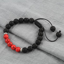 Oração pulseira de pedra natural rocha lava contas chakra pulseiras pulseiras corda trançada buda energia cura yoga jóias 2024 - compre barato