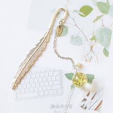 Crystal Pendant Bookmark Metal Leaves Chinese Style Bookmark Dried Flower Pendant Bookmark Gift Stationery For School 1PC 2024 - buy cheap