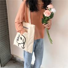 Women Canvas Shoulder Bag Letter Printed Tote Female Casual Handbags Reusable Large Capacity Cotton Cloth Shopper Bags For Girls 2024 - buy cheap