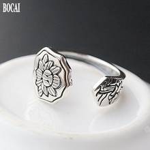 Bocaixa anel prata esterlina s925 feminino anel aberto lótus anel vintage tailandês anel feminino 2024 - compre barato