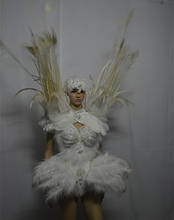 Sexy gogo performance costumes New White feather costume personality nightclub bar party girl singer clothes 2024 - buy cheap