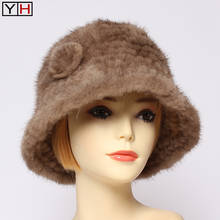 Chapéu de pele de vison autêntico, chapéu quente para o inverno 100% genuíno, toucas de pele de vison de luxo, casual, artesanal, tampas de pele de vison natural 2024 - compre barato