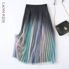 LANMREM  High Elastic Waist Colorful Patchwork Pleated Mesh Half-body Skirt Women Fashion Tide New Summer 2022 2F0127 2024 - compre barato