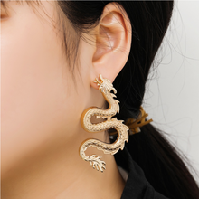 2020 Unique Chic Metal Dragon Punk Gold Tone Firery Dragon Stud Earrings For Women Statement Earrings Jewelry Femme Bijoux 2024 - buy cheap