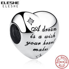 ELESHE Christmas 925 Sterling Silver Bead Cinderella Wish Dream Love Heart Bead Fit Original Charm Bracelet DIY Jewelry 2024 - buy cheap