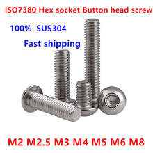 ISO7380 кнопочный Винт с головкой M2 M2.5 M3 M4 M5 M6 M8 из нержавеющей стали с шестигранной головкой Винты с шестигранной головкой 2024 - купить недорого