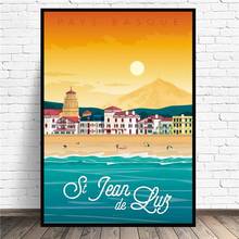 Saint jean de luz viagem lona arte impressão da parede cartaz sala de estar decoração para sala estar decoração casa quadro 2024 - compre barato