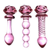 Анальная пробка с розовым стеклом, гладкие анальные шарики, массажное стекло, Анальная пробка, интимные игрушки для женщин и мужчин, стеклянный фаллоимитатор 2024 - купить недорого