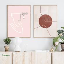 Pôster nórdico para sala de estar, figura geométrica, rosa, abstrato, em formato de quadros, arte para parede, pintura em tela, decoração de quarto, sem moldura 2024 - compre barato