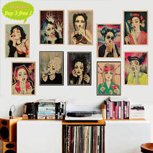 Póster de Papel Kraft de chica, arte abstracto moderno, pintura al óleo, adhesivo decorativo para pared de Bar y café 2024 - compra barato