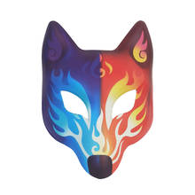 Japanese Style Full Face PU Fox Mask Adults Kids Japanese Kabuki Masquerade Party Halloween Anime Cosplay Costume Accessories 2024 - buy cheap