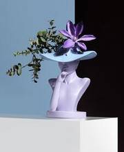 Figura pintada vaso de cerâmica retrato ornamentos decorativos vasos hidroponia porcelana estátua decoração para casa moderna 2024 - compre barato