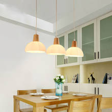 Скандинавская деревянная Подвесная лампа, современный светодиодный светильник для бара, спальни, кухни, гостиной, столовой, освещение с подвеской 2024 - купить недорого