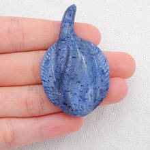 Wholesale gemstone,Birthday gift,Natural Blue Coral Carved fish pendant bead,Fashion Jewelry 50x30x8mm,11.3g 2024 - buy cheap