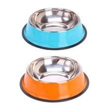 Pet Round Bowl Cat Dog Eating Food Bowls Stainless Steel Non-slip Resistant Feeder Device Pets Tableware 2024 - buy cheap