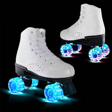 Flash Wheel Roller Skates Double Line Skates Women Female Adult With LED Lighting PU 4 Wheels Two line Skating Shoes Patines 2024 - buy cheap