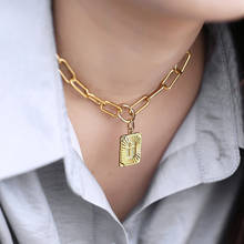 Pendant Necklace for Women 7mm Gold color Stainless Steel Rolo Box Link Chain Cross Choker Womens Necklace Jewelry Gifts LDN192 2024 - buy cheap