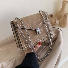 LUYO Leather Suede Small Shoulder Messenger Bags For Women Chain Rivet Lock Crossbody Bag Luxury Female Travel Mini Handbags 2024 - buy cheap