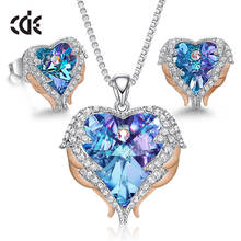 CDE Crystals Heart Jewelry Set for Women Wedding Party Accessoriess Angel Wings Necklace Earrings Set Wift Gift 2024 - buy cheap