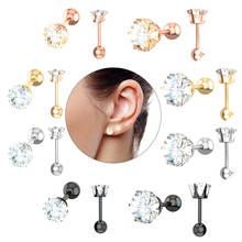 1PC/2PCS Round Crystal Ear Studs Earrings Gem Steel Cartilage Tragus Bar Helix Piercings Oreja 4mm 6mm Body Ear Jewelry 4 Colors 2024 - buy cheap