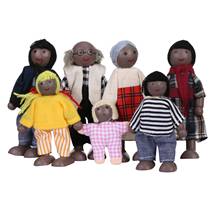 Kids Girls Lovely Family Dolls Happy Dolls Boys&girls Happy Family Dressed Characters Wooden Figures Set Of 7 African Baby Toy 2024 - buy cheap