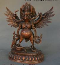 Collect Tibet Bronze Redpoll Winged Garuda Bird Eagle Buddha Thor Statue 11 inch 2024 - buy cheap