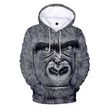 Мужские и женские толстовки с капюшоном Orangutan, Повседневный пуловер с 3D принтом тигра/льва, Толстовка Harajuku, мужские топы 2024 - купить недорого