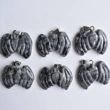 Wholesale 6pcs/lot  fashion natural  black spectrolite stone carving bat shaped pendants for necklace jewelry free shipping 2024 - buy cheap