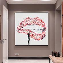 Arthyx Hand Painted Cartoon Oil Paintings On Canvas Handmade Modern Abstract Mouth Wall Art Pictures For Living Room Hotel Decor 2024 - buy cheap