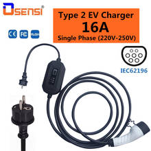 OSENSI Тип 2 портативное зарядное устройство EV 16A штепсельная вилка Schuko IEC 62196-2 Автомобильное зарядное устройство EVSE однофазный 220в-250в 5 м кабель 2024 - купить недорого