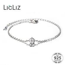 LicLiz-pulsera de plata de ley 925 para mujer, brazalete con abalorios de circonita cúbica, oro blanco, joya de cadena ajustable, LB0134 2024 - compra barato