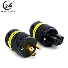 YIVO XSSH Audio Hi-end HIFI Pure Copper Plating Gold Electrical Jack Black 18mm AC Female Male 3Pins Power US Plug IEC Connector 2024 - buy cheap